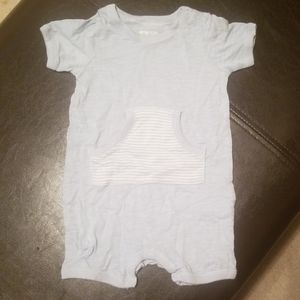 Baby blue onesie  w striped pouch